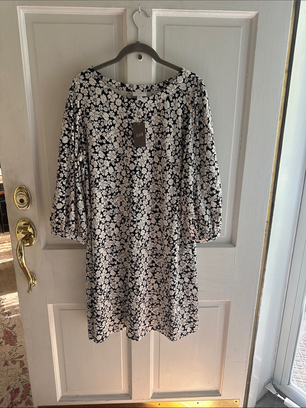 J. Jill Black and Cream Floral Mini Dress